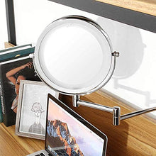 WZDD Specchio Trucco Ingranditore da Parete, Specchio per Trucco Makeup con Ingrandimento 10 X E Luce LED, Doppio Lato Specchio Cosmetico - Diametro 8 Pollici (20 Cm)