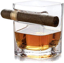 Ytrew 2 - Bicchiere da whisky con porta sigari, 320 ml, stile antico, con supporto per sigari
