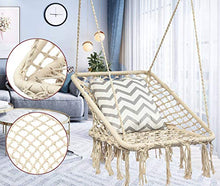 DHTOMC Sedia a dondolo rimovibile per interni ed esterni, corda in cotone macramè, sedia a dondolo, per balcone, giardino, può essere utilizzata in interni ed esterni