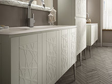 Mobile bagno a terra moderno America bianco opaco, misura cm 90, con specchio, lavabo e colonna