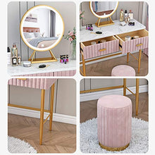 ZRN Tavolo da Trucco Set da toeletta Moderno, Tavolo da Trucco con Specchio Illuminato e Sgabello Imbottito, tavolino da toeletta in Marmo per Camera da Letto con 2 cassetti