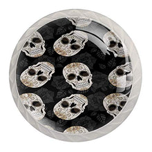 Maniglie per cassetti Manopole per cassetti Manopole rotonde Confezione da 4 per armadietto, cassetti, cassettiere, cassettiere ecc. Teschio di zucchero fiore fiore