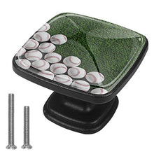 Baseball verde erba Pomelli per Porta Set di 4 Pomelli per Mobili Manopole per Cassetti Cucina Armadio Vetro
