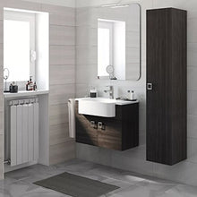 Bagno Italia Mobile Arredo Bagno 70+30 cm sospeso moderno disp. bianco grigio scuro larice con specchio Mobili 1 l
