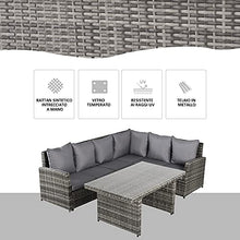 Outsunny Salotto da Giardino Set 3 Pz con 2 Divani da Esterno e 1 Tavolo da Giardino in Rattan Sintetico Grigio