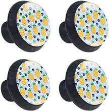 Ananas Modello Estate Fiore Nero Pomelli per Porta Set di 4 Pomelli per Mobili Manopole per Cassetti Cucina Armadio Vetro