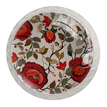4 pcs White Cabinet Knobs for Kitchen Cabinets Bedroom Wardrobe Dresser Drawers Gray red flower
