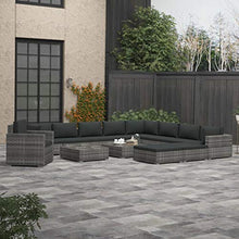 Festnight Set Divani da Giardino con Cuscini in Polyrattan, Set Mobili da Esterno Grigio 13 pz
