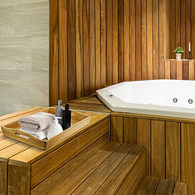 PrimeMatik - Piatto da Bagno con Manici in Legno di Teak Certificato Spa Benessere 60 x 40 x 7 cm