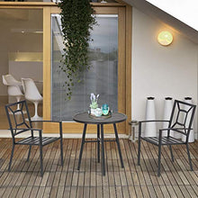Set Tavolino e 2 Sedie da Giardino in Acciaio Nero