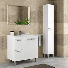 13Casa KONCEPT, Mobile da Bagno a due ante, Melamina, Bianco lucido, 30x25x182 cm