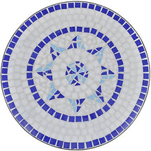 Anself Tavolo in ceramica con mosaico 60 cm blu/bianco