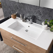 FACKELMANN B.Perfekt - Set di mobili da bagno 4 pezzi, con lavabo in ceramica, 100 cm e specchio da bagno a LED