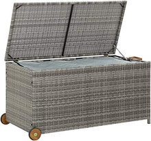Baule da Giardino, Scatola di stoccaggio da giardino, cestino in rattan nero con coperchio, contenitore di fodera impermeabile per strumenti per giardinaggio patio, cuscini, accessorio per piscina, cu