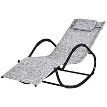 Outsunny Lettino Sedia Sdraio a Dondolo Zero-Gravity da Giardino, Impermeabile, con Poggiatesta, Grigio 160x61x79 cm