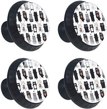 Cuore di gatti neri bianchi Pomelli per Porta Set di 4 Pomelli per Mobili Manopole per Cassetti Cucina Armadio Vetro