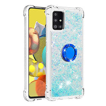 Custodia Samsung Galaxy A51 5G Squillo della Base del Telefono TPU Brillantini Diamond Liquido Telefono Bumper Case （Stelle Blu Fluorescenti）