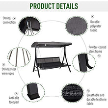 miozzi Dondolo 3 Posti da Giardino 200 x 115 x 168 cm Sling Grigio