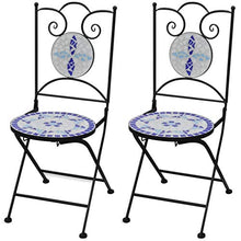 UnfadeMemory Sedie da Bistrot Pieghevoli 2 pz in Ceramica Blu e Bianco