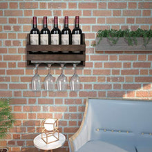 OROPY Portabottiglie a Parete e Supporto in Vetro, Scaffale di Esposizione di stoccaggio del Vino in Legno Rustic, per Arredamento Cucina, Sala da Pranzo, Bar, casa e Cucina, Completamente assemblato