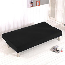 Willtone Copridivano senza Braccioli Elasticizzato in Poliesteri Spandex Copertura per Divano Elastica 2 Posti Tinta Unita (Nero, 160-195cm)