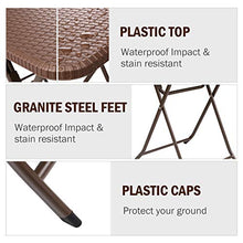 Femor Set di Mobili da Giardino, Set 3 Pezzi Tavolino in Plastica HDPE( Polyrattan) , Tavolo Pieghevole (60*60*74cm), con 2 Sedie Pieghevoli (40*43*86cm), per Cortile, Giardino e Esterno