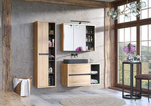 Armadietto da bagno con specchio, 100 x 75 x 18 cm, rovere Shetland/grafite DEVON