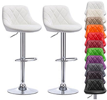 WOLTU BH23ws-2 Coppia Sgabelli da Bar Moderni Girevoli Sedia Cucina Alta con Schienale Quadrato Senza Braccioli Altezza Regolabile in Ecopelle Bianco