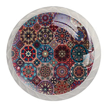 Maniglie per cassetti Manopole per cassetti Manopole rotonde Confezione da 4 per armadietto, cassetti, cassettiere, cassettiere ecc. Indian Mandala fiori marocchini