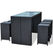 vidaXL Set da Bar 13 pz in Polyrattan Nero da Esterno Tavolo e Sedie Giardino