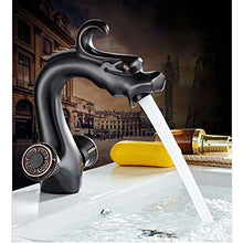 SXJ Rubinetto del Bagno Bronzo Spazzolato, Rubinetto per Lavabo A Due Fori Monoforo, Design retrò, Rubinetto per Lavabo con Lavabo
