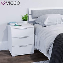 Vicco Comodino Bianco Tavolo da Notte Con 3 cassetti Comò cassettone
