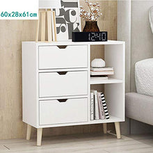 ZR- Comodino, Comodino/Comodino/Comodino in Legno con libreria e 3 cassetti, 60 x 28 x 61 cm Mobilia (Colore : Bianca)