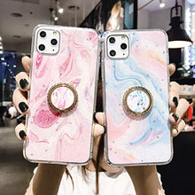 Suhctup Compatibile con Samsung Galaxy A70S Custodia in Slim Morbido Silicone TPU,Marmo Design con Glitter Brillantini Bling Cristallo Chiara Paraurti Protettiva Cover con Ring Kickstand -8