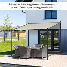 Outsunny Gazebo Pergola da Esterno e Giardino 3x2.85x2.82m in Metallo e Poliestere Beige, Pergola Addossata