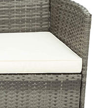 Set di mobili da balcone in polyrattan per 2 persone, 1 tavolo e 2 poltrone, resistente alle intemperie, per giardino, balcone e terrazza