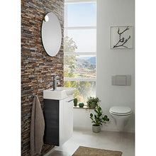 FACKELMANN - Set di mobili da bagno luminosi, 4 pezzi, Lino, WC a LED, lavabo da appendere, 45 cm e specchio rotondo da bagno