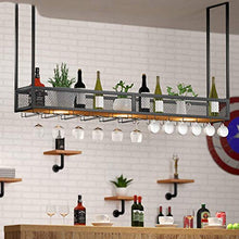 xcxc Appendiabiti in Ferro Art Hanger Upside Down Wine Glass Rack Hanging Wine Cabinet Wine Rack Bar Decoration Storage Rack, Black, 100 * 30