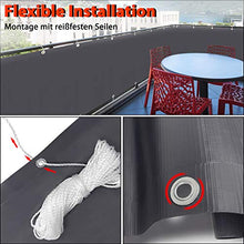 Aufun - Telo in PVC per balcone, 600 x 90 cm, con occhielli e cordoncino, protezione antivento senza viti, parasole per balcone, impermeabile (antracite)