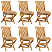 vidaXL Sedie da Giardino con Cuscini Beige 6 pz in Massello di Teak