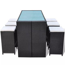 vidaXL Set da Bar 13 pz in Polyrattan Nero da Esterno Tavolo e Sedie Giardino
