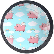 Cielo blu dell'arcobaleno della nuvola rosa di angelo del maiale di volo Pomelli per Porta Set di 4 Pomelli per Mobili Manopole per Cassetti Cucina Armadio Vetro