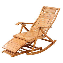 HOUMEL Sedie da Giardino Poltrona, Sedia Regolabile Sdraio Dondolo Sedia Pieghevole Bamboo Lounge for Patio o da Spiaggia, Balcone, Parco o Campeggio