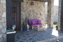 Divano in pallet, levigato e piallato, da 120 cm x 80 cm, per interni/esterni, naturale, con poltrone in pallet