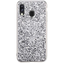 Saceebe Compatibile con Galaxy A20/A30 Custodia Silicone TPU Paillettes Glitter Strass Silicone TPU Case PC Coperture [placcatura bordo] Bumper Case Ultra Sottile Antigraffio,argento&