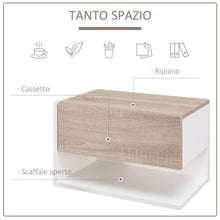 giordano shop Set 2 Comodini Sospesi 46x30x30 cm in Truciolato Rovere e Bianco
