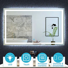 Xinyang 70x120cm Lampada a risparmio energetico per specchio da trucco a parete con specchio a LED con pulsante a sfioramento anti-appannamento impermeabile