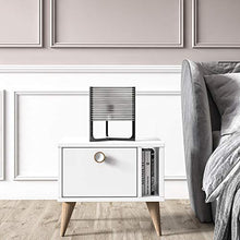 Dmora Comodino con un'anta, cm 46 x 35 x 40, Colore Bianco