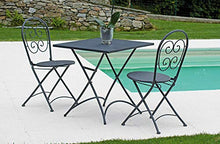 vorghini Tavolino Quadrato Pieghevole da Giardino 70x70 cm in Ferro Orta Antracite