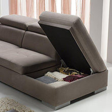 Casarreda Divano Letto angolare MOD. Isabel con Chaise Longue DX Ecopelle spessorato Polvere - Arredi Casa